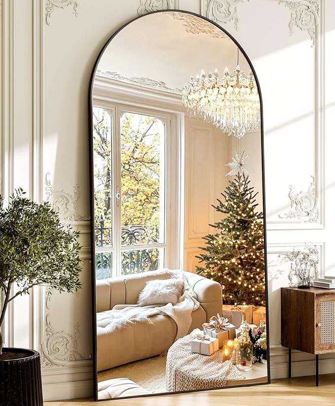 GLSLAND-34x76 inch Wall Mount Arched Full Length Mirror-Aluminum Alloy Frame - Image 2