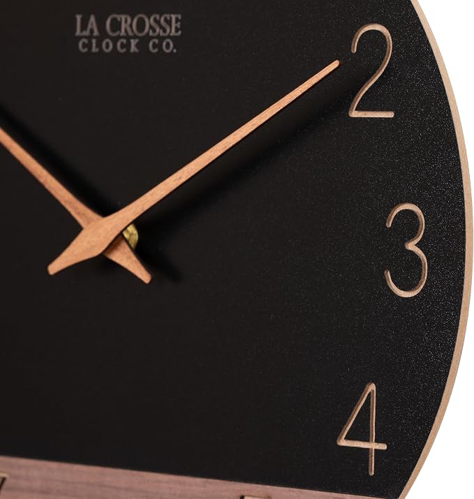 La Crosse Clock 404-3630C 12 inch Dark Sierra Wood Analog Quartz Wall Clock - Image 4