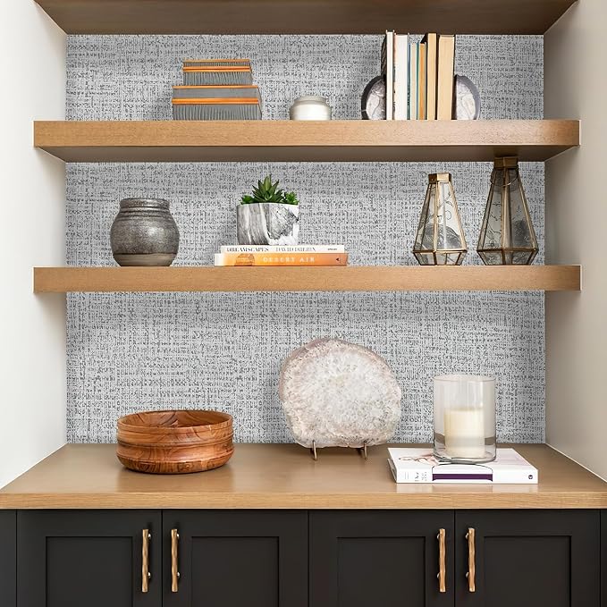 Grey Wallpaper Grasscloth Peel and Stick Wallpaper 17.7inchx196.8inch Textured - Image 4