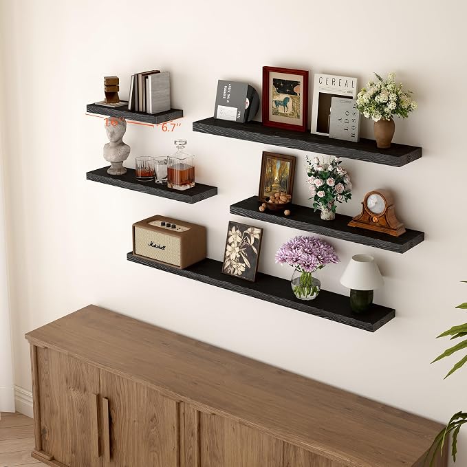 BGMG Wood Floating Shelves 16 inch, Wide Rustic Wooden Wall Shelves - Image 2