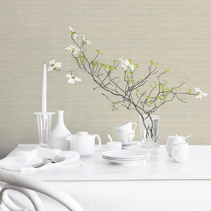 Norwall Imitation Grasscloth Wallpaper in Taupe - Image 2