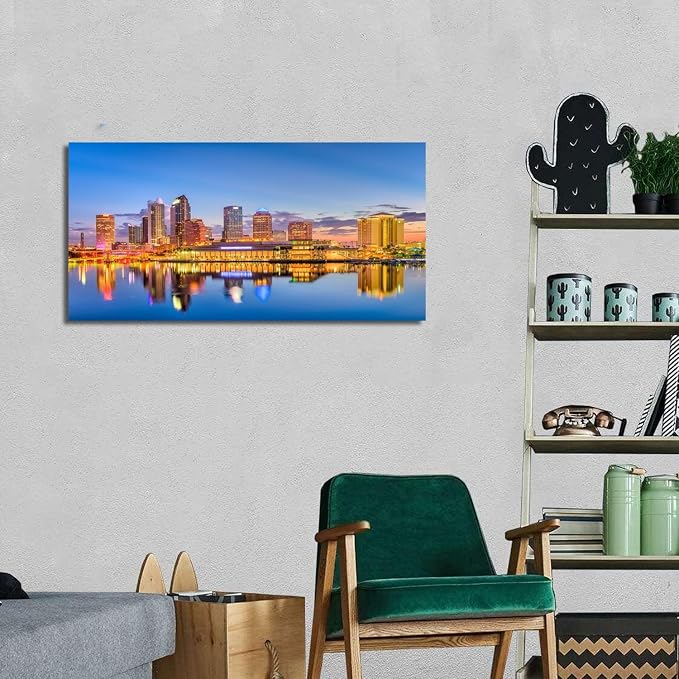 AIYISU Florida Skyline Wall Art USA City Poster Tampa Cityscape Picture Modern - Image 3