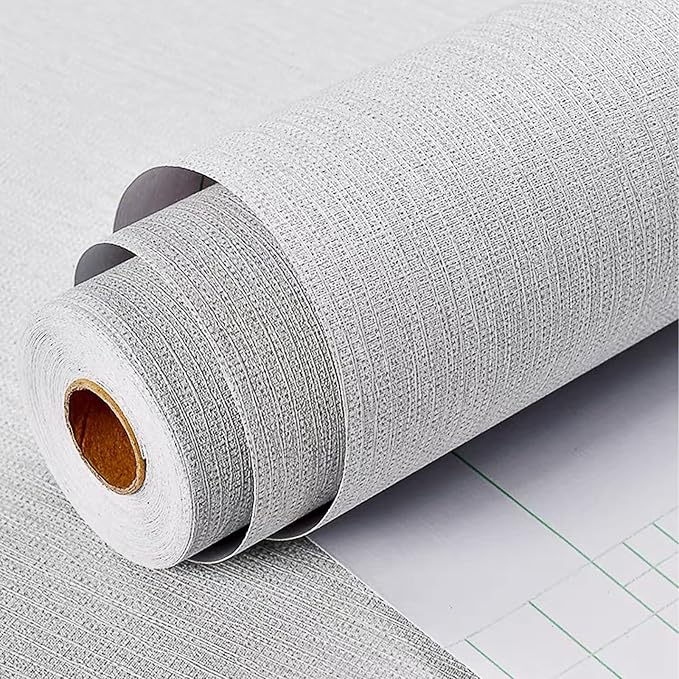 Grasscloth Peel and Stick Wallpaper Textured Gray Fabric Wallpaper Faux Linen by HellKitWallpaper