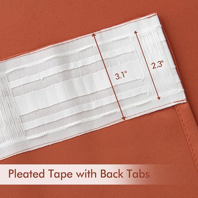 MIULEE Back Tab Burnt Orange Blackout Curtains 90 Inch Long 2 Panels Set - Image 4