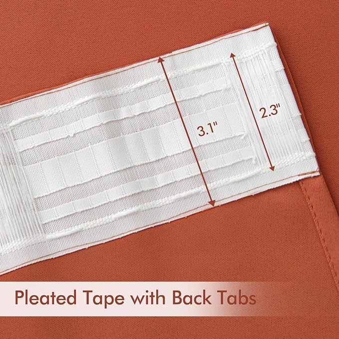 MIULEE Back Tab Burnt Orange Blackout Curtains 102 Inch Long 2 Panels Set - Image 4