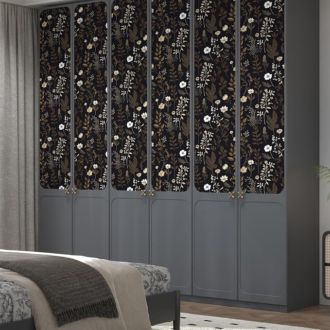 Vintage Dark Floral Wallpaper, Moody Black Leaf Botanical Removable Contact - Image 6