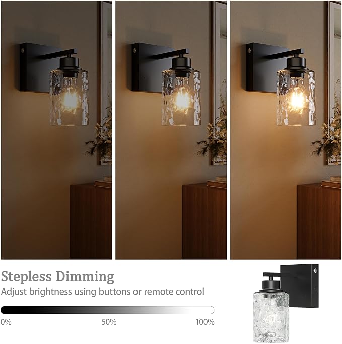 Rayogale Battery Operated Wall Sconce Set of 2, Easy Install Dimmable - Image 2