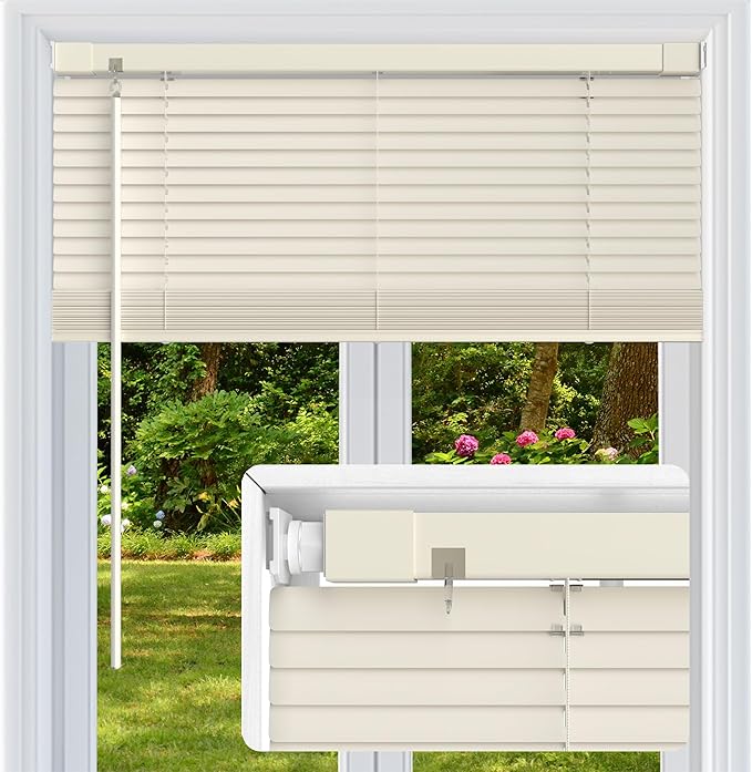 No Drill No Tool 1" Vinyl Mini Blinds, Light Filtering Horizontal Window Blinds by Unknown