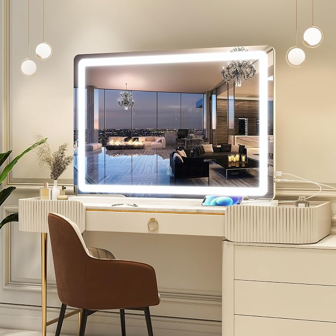 FENNIO Vanity Mirror with Lights 32"x22", Lighted Makeup Mirror, Large Vanity - Image 5