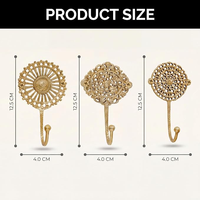 IndianShelf Solid Brass Boho Decorative Wall Hooks - Image 4