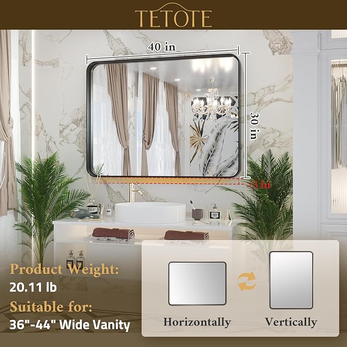 TETOTE 40 x 30 Inch Bathroom Mirror - Image 6