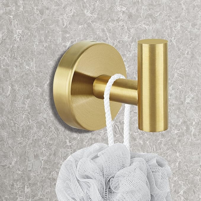 Towel Hooks for Bathroom 2 Packs Screw- in Gold Wall Mount Towel Holder Towel - Image 3