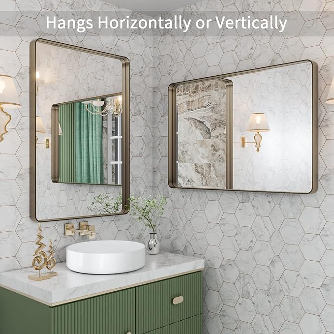 LOAAO 24”X32” Bronze Bathroom Mirrors - Image 4