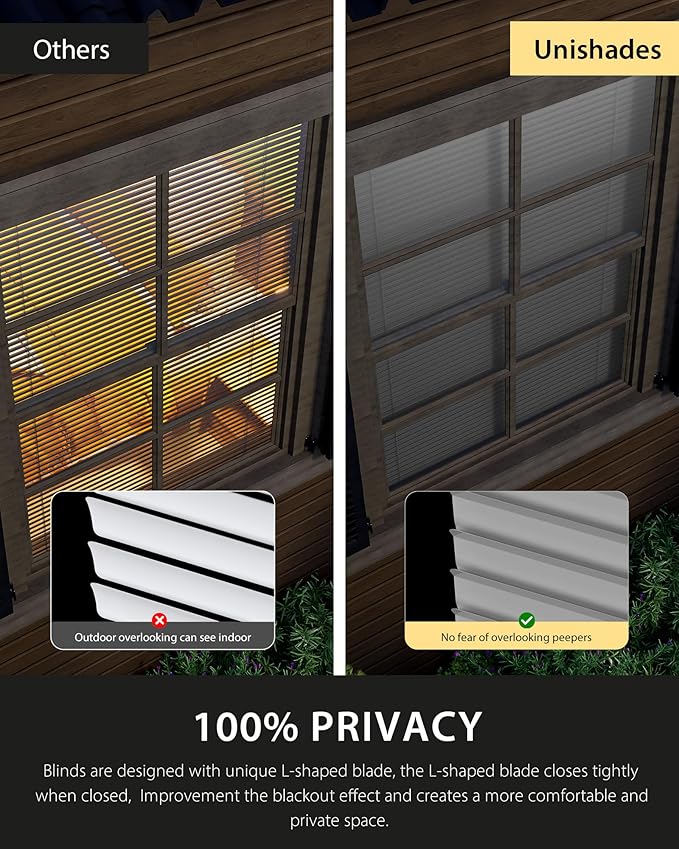 UNISHADES No Drill Blinds for Windows 1" Vinyl L-Shaped Slats Cordless Mini - Image 3