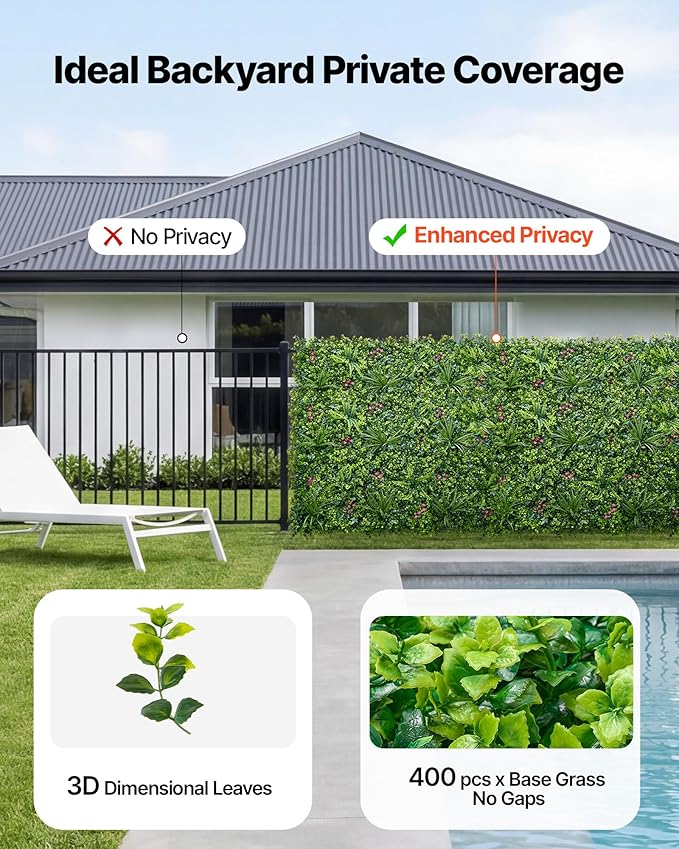 VEVOR Artificial Plant Wall, Fake Grass Wall Screen - Image 3