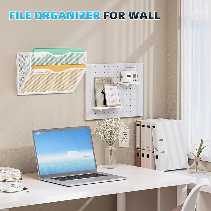 Marbrasse Wall File Holder 2-Tier Hanging Wall File Organizer, Mesh Mail Holder - Image 7