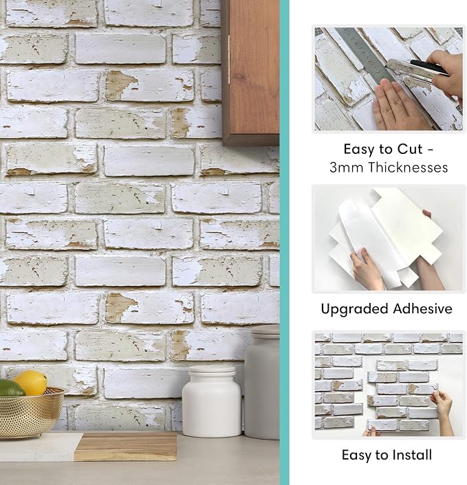 Commomy 10 Pcs 3D Brick Peel and Stick - Image 6