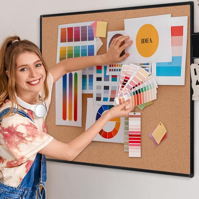 Extra Large Cork Bulletin Board 48" X 48", Wall Mounted Notice Pin Board - Image 2