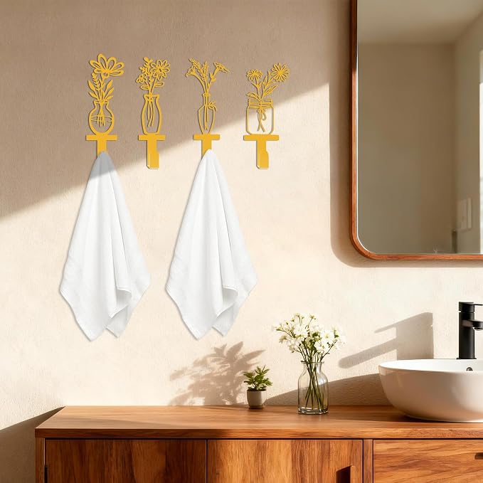 Decorative Wall Hooks, Metal Flowers Wall Decor - Image 6