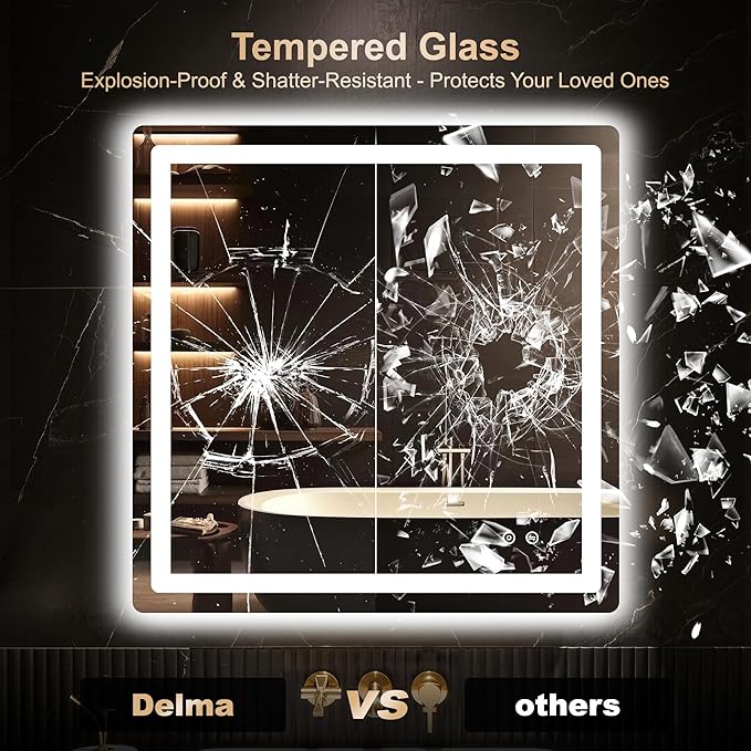 Delma LED Bathroom Mirror with Lights, 30x30 Vanity Mirror - Image 5