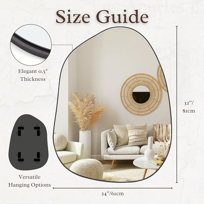 PERFNIQUE Irregular Wall Mirror Asymmetrical Mirror, Decorative Modern Wall - Image 3