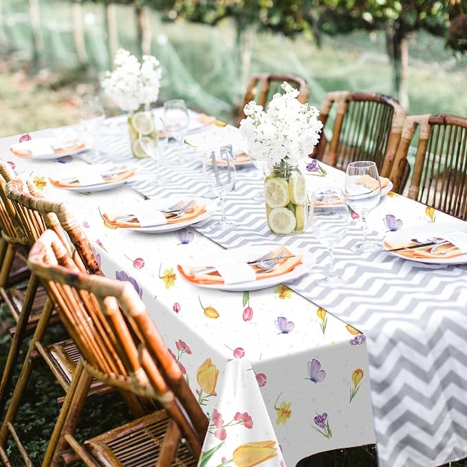Kochorie 100 Ft x 54 Inch Spring Flower Tulip Tablecloth Roll Plastic Floral - Image 7