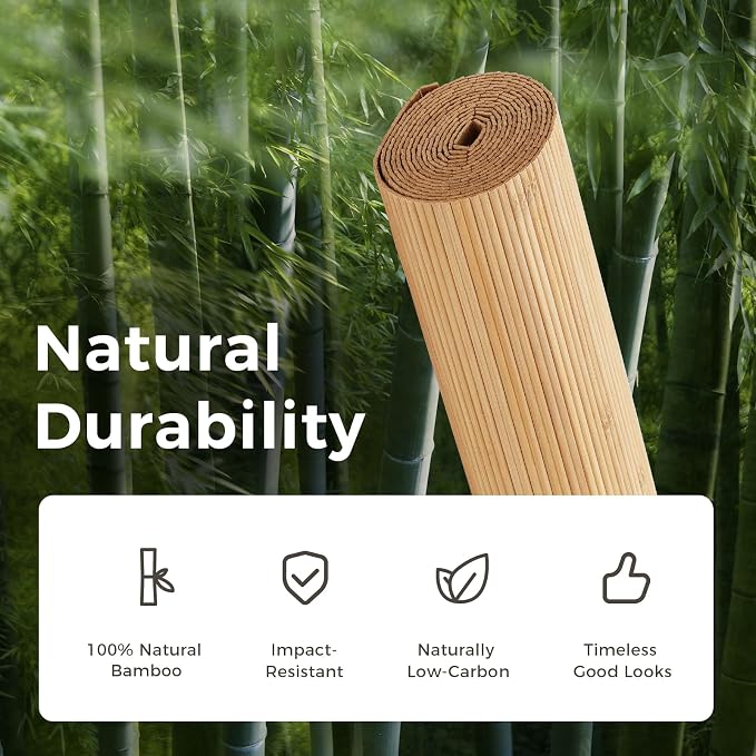 OUZUGIE 1 Pack 96x48 Inch Natural Bamboo Wall Panel – Twinned Carbides Pole - Image 7