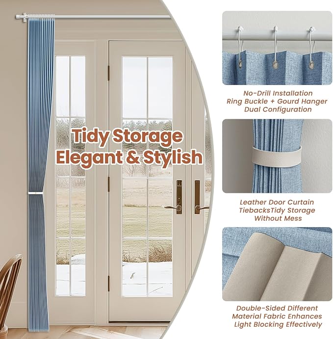 AJAZZ Blackout Accordion Door Curtain 98"x78" Blue - Image 5