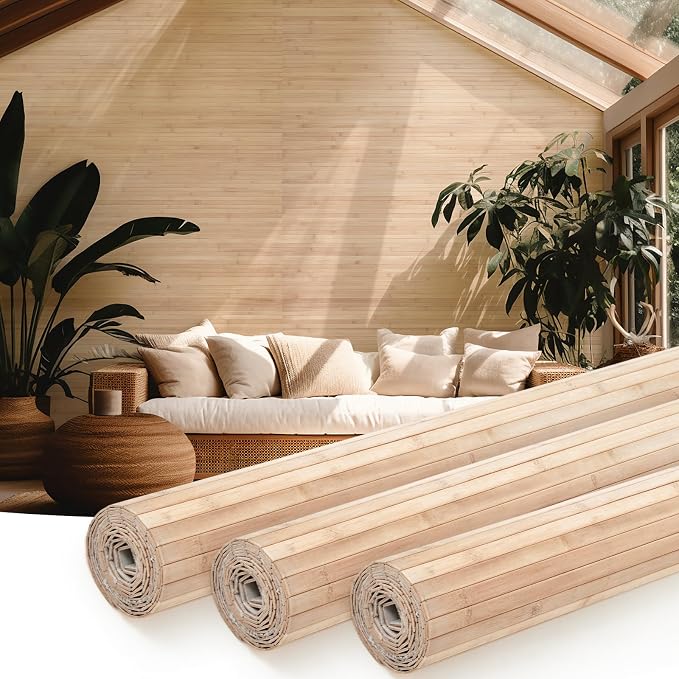 Juexica 3 Pcs Natural Bamboo Wall Panel by Juexica