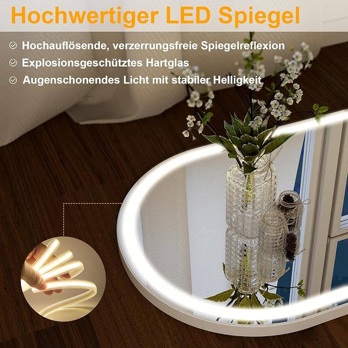 Koonmi Full Length Mirror with LED Lights 56"x20" - Image 4