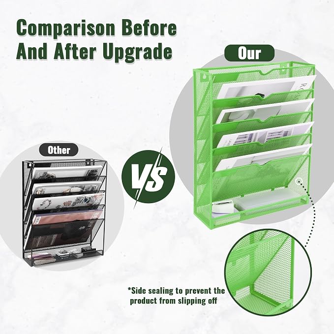 EASEPRES 6 Tier Mesh Hanging Wall File Organizer, Desk Vertical Mail Paper - Image 3