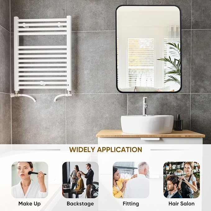 ZenStyle Black Metal Framed Rectangular Wall Mirror 22" x 30" Bathroom Mirror - Image 4