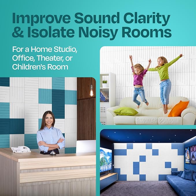 Acoustic Panels 12-Pack Soundproof Wall Panels 12"x12"x0.4" Decorative Sound - Image 7