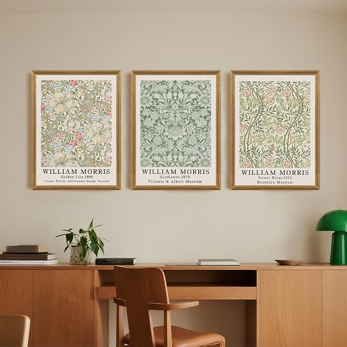 SYWENNOI Wood Framed Wall Art Print, Classic William Morris Floral Print - Image 6