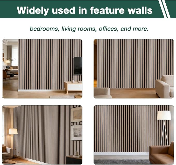 Yuzzy 4 Pack Wood Panels for Wall, 94.5" x 11" Acoustic Wood Slat Wall Panel - Image 6