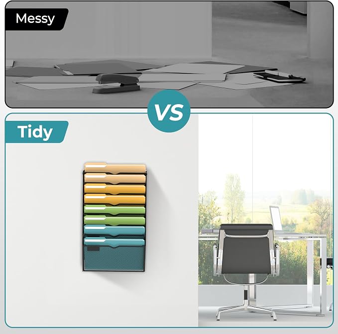 SUPEASY 8 Tier Wall File Organizer, Hanging Wall Mounted Mail Organizer - Image 5