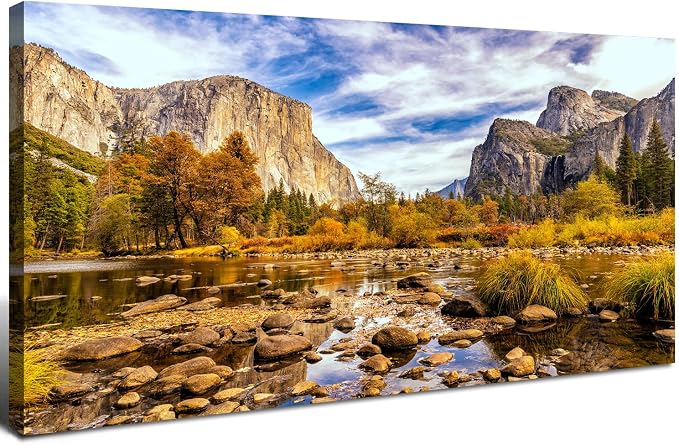 Yosemite Valley Mountain Wall Art Panorama of National Park Canvas Prints by HOME