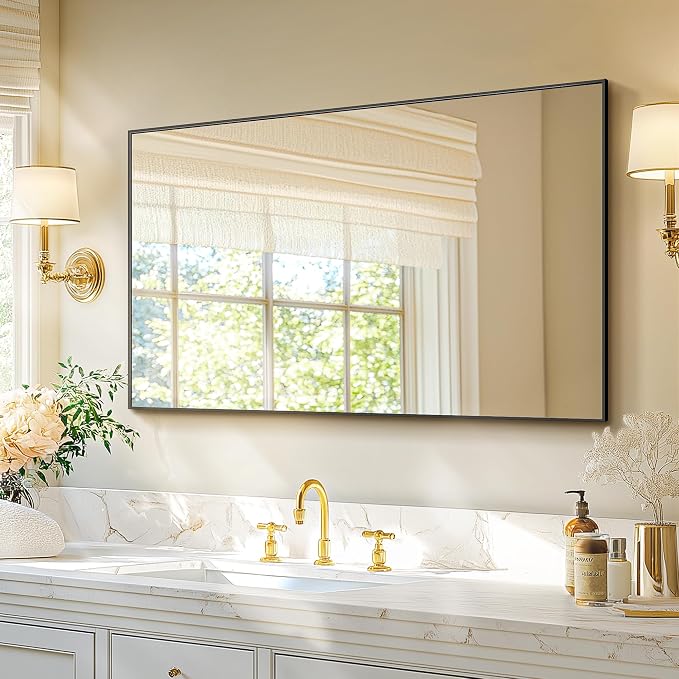 TRAHOME Bathroom Vanity Mirror for Wall, HD Shatterproof Glass, Hangs - Image 2
