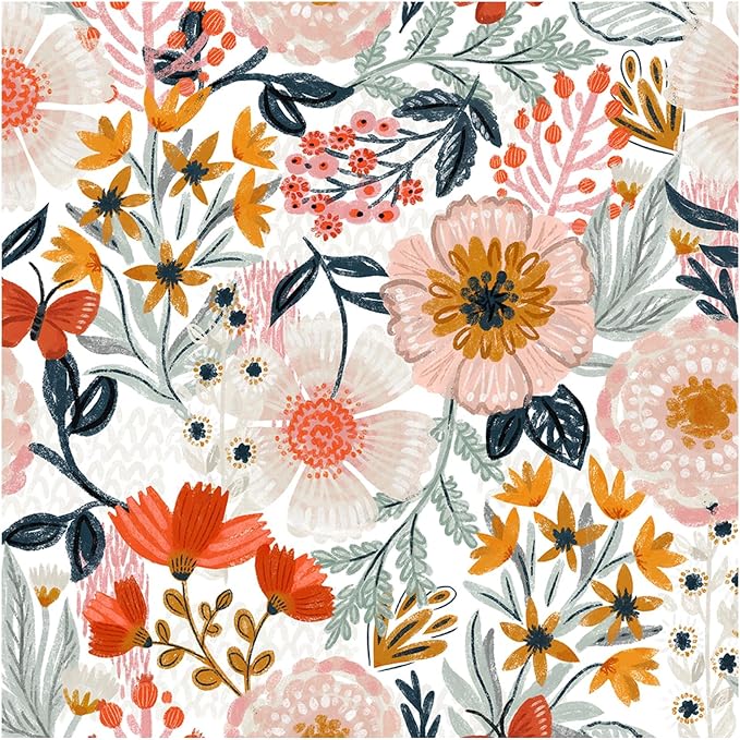 HAOKHOME Boho Peel and Stick Wallpaper Floral Wall Paper Removable by HAOKHOME