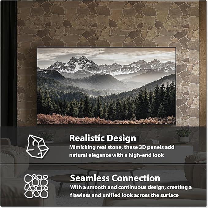 CONCORD WALLCOVERINGS ™ Retro-Art 3D Faux Stone Wall Panels, Lightweight PVC - Image 3