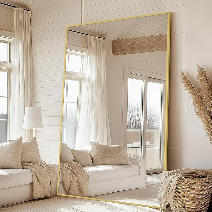 Large Mirror Full Length with Stand, Hanging or Wall Mounted, Tempered Glass - Image 2