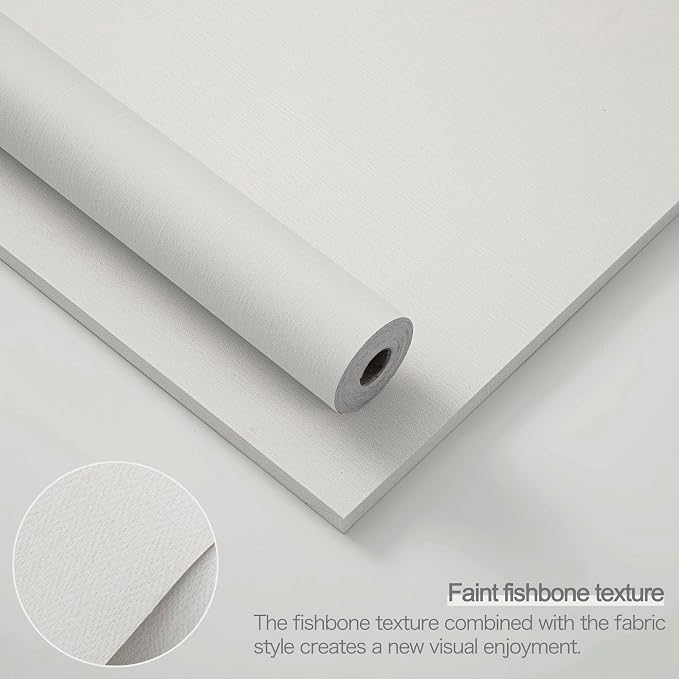 24"x393" White Grasscloth Peel and Stick Fabric Textured Contact Paper Linen - Image 3