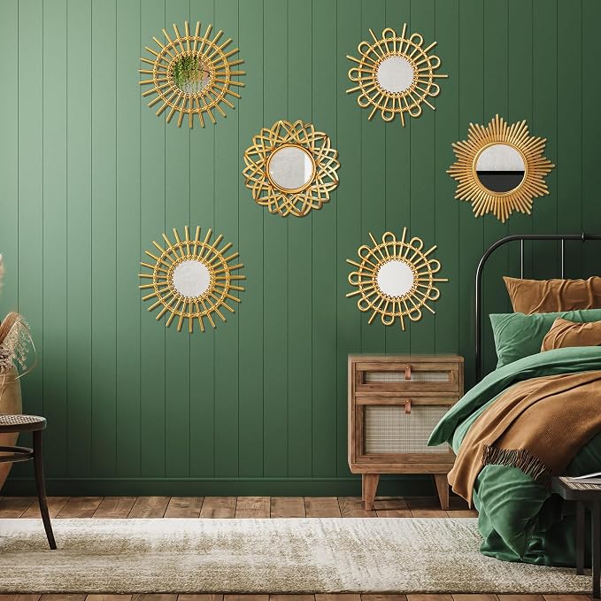 Namalu 6 Pcs Sunburst Mirror for Wall Decor, Small Circle Sun Espejos - Image 6