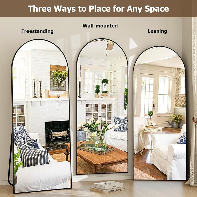 GLSLAND-21x64 inch Arched Full Length Mirror-Aluminum Alloy Frame High - Image 5