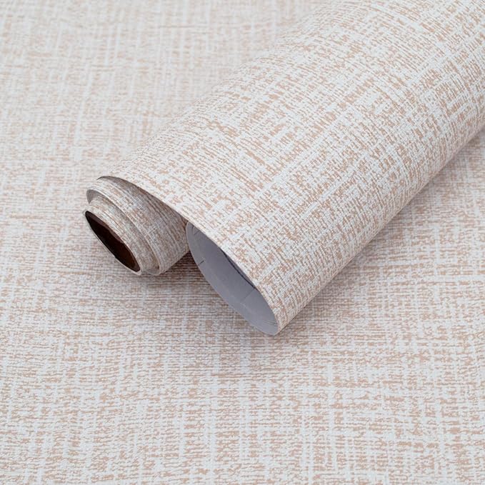 Yancorp 24"x120" Textured Fabric Khaki Wallpaper Faux Grasscloth Peel and Stick by YancorpHomeDecor