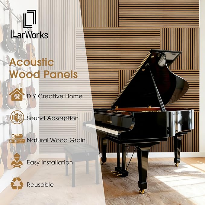 Acoustic Wood Wall Panels 2 Pack 47.6" x 23.6", Sound Proof Wooden Paneling - Image 3