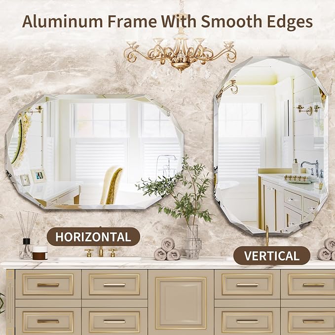 Suidia Bathroom Mirror, Frameless Bathroom Mirror - Image 6