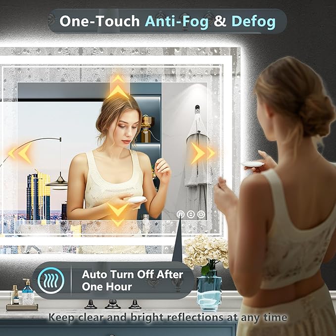 40x30 LED Bathroom Mirror with Lights, Backlit and Front Lit, Anti-Fog Lighted - Image 5