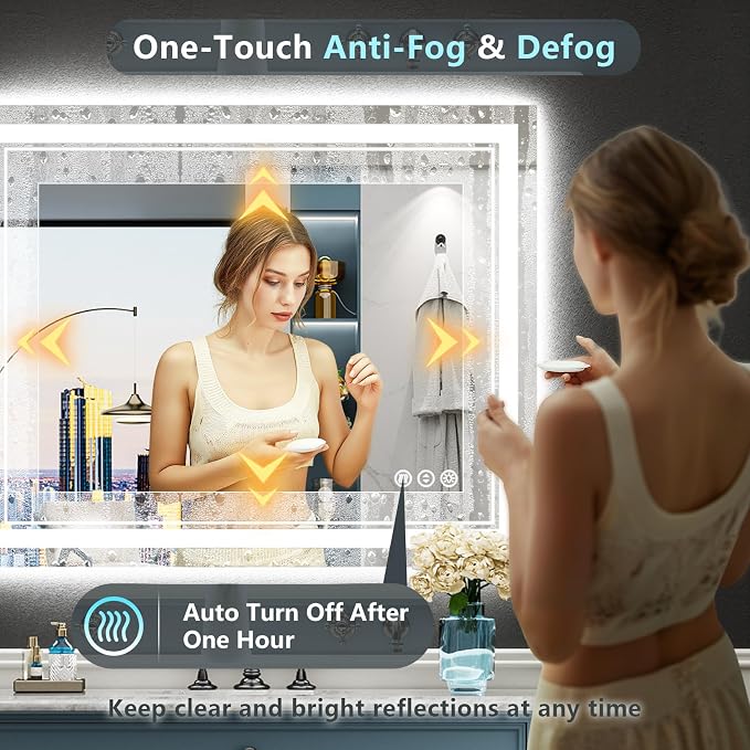 40x38 LED Bathroom Mirror with Lights, Backlit and Front Lit Anti-Fog Lighted - Image 5