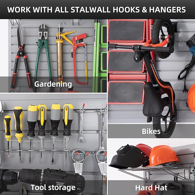 Slatwall Panel Garage Organizer Heavy Duty Wall Mounted, PVC Slat Panels Home - Image 6